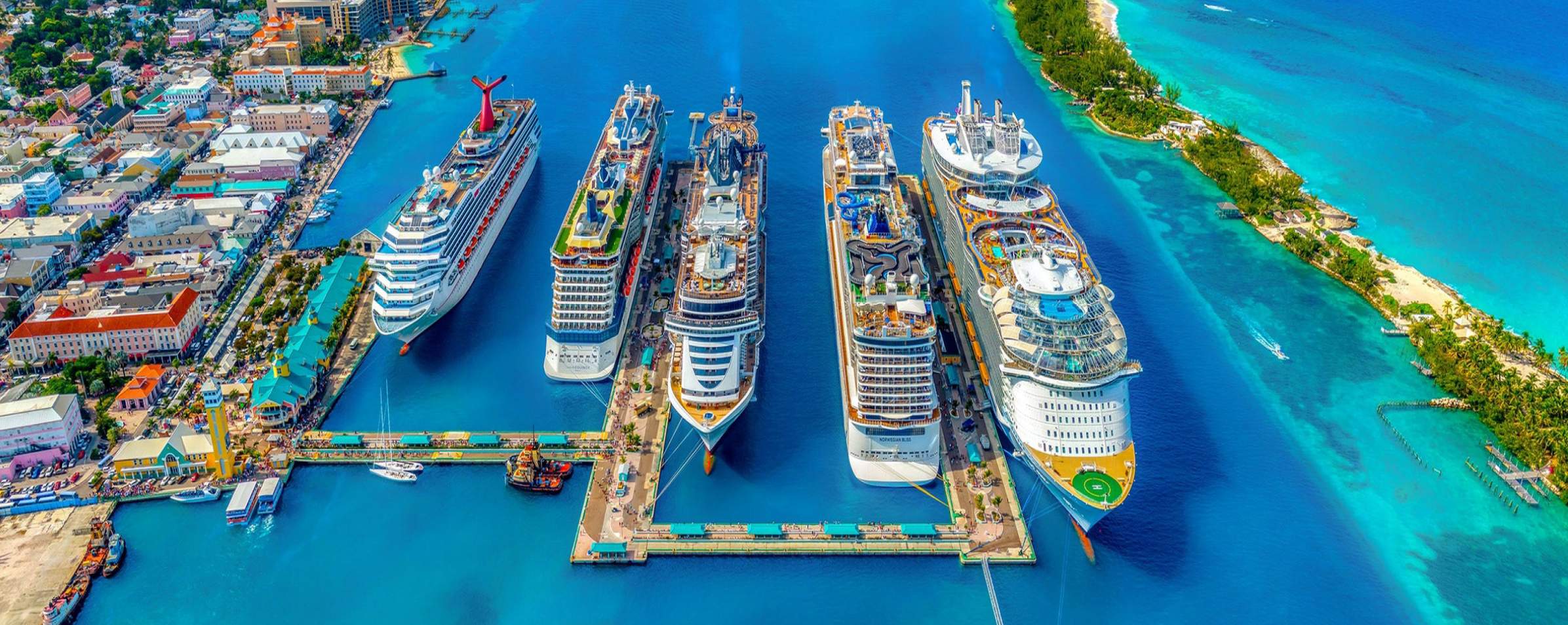 Several large cruise ships